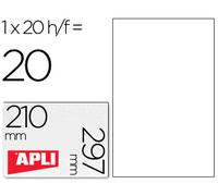 Apli Etiquetas Adhesivas Translucidas 1225 210X297mm para Imprimir (20 Etiquetas)