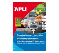 APLI Etiquetas adhesivas para impresora 10314 – 45x8 mm removible blancas, 2200, 25 hojas A4