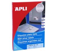 APLI ETIQUETAS METALIZADAS 210,0 X 297,0 MM CANTOS RECTOS PLATA - 100 HOJAS-