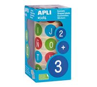 APLI - Gomets Autoadhesivo Redondo Abecedario, 20 mm diametro, Multicolor