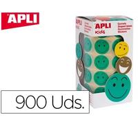 Apli Gomets Autoadhesivo Smile Verde Cara Feliz Rollo 900 Unidades 20mm