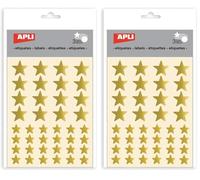 APLI - Gomets estrella color oro, bolsa con 3 hojas (Paquete de 2)