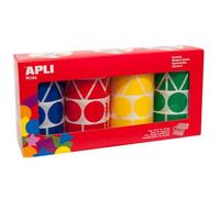 Apli kids 10753 - pack de 4 rollo de gomets tamaño xl, colores azul,