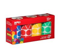 APLI Kids 10753 - pack de 4 rollos de Gomets de figuras surtidas en tamaño XL y colores surtidos, 5428 pegatinas en total