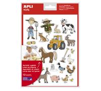 Apli kids 11443 - bolsa de gomets, 12 hojas, la granja