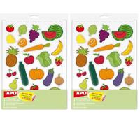 APLI Kids 11451 - Bolsa de gomets, 12 hojas, Frutas y verduras (Paquete de 2)