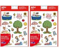 APLI Kids 11615-Gomets temáticos El Verano 3 hojas (Paquete de 2)