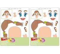 APLI Kids 11927 - Pegatinas Temáticos Removibles Cara, X 12 Hojas (Paquete de 2)