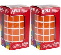 APLI Kids 12479-Rollo gomets cuadrados 15 mm naranjas (Paquete de 2)