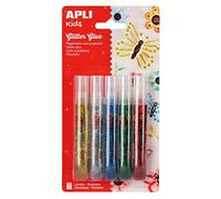 APLI Kids 13223 - Pack glitter glue 3D adhesivo colores metalizado, 5 uds