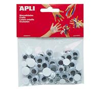 APLI Kids 13263 - Bolsa ojos móviles negros redondos adhesivos, 100 uds