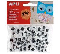 APLI Kids 13263 - Bolsa ojos móviles negros redondos adhesivos, 100 uds