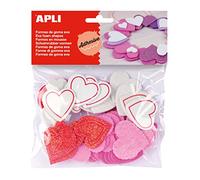 APLI Kids 13283 - Bolsa formas EVA adhesiva purpurina formas corazón, 52 uds