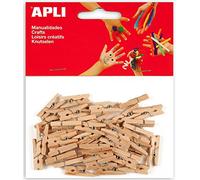 APLI Kids 13478 - Bolsa Mini Pinzas Madera 25 x 3 mm, 45 uds