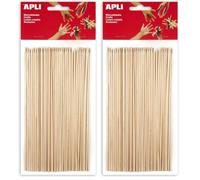 APLI Kids 13483 - Bolsa palo redondo madera pincho 200 x 3 mm, 50 uds (Paquete de 2)