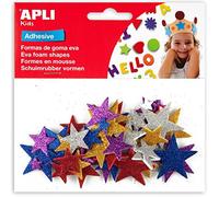 APLI Kids 13485 - Bolsa formas EVA adhesiva purpurina formas estrella, multicolor, 50 uds