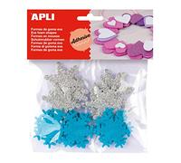 APLI Kids 13488 - Lote de 22 copos de nieve con purpurina adhesiva