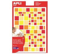 APLI KIDS 13526 - Gomets cuadradas extraíbles, gometones geométricos, color: manzanilla rojo/naranja.
