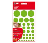 APLI Kids 13542 - Pack de 1052 Gomets, de diversas formas geométricas y colores surtidos (Naranja/Azul/Magenta/Verde). Pegatinas de adhesivo permanente.