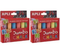 APLI Kids 14367 - Caja tiza redonda, colores surtidos - 6 Uds., diámetro 25 x 105 mm (Paquete de 2)