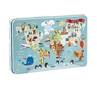 APLI Kids 14550 - Puzzle Mapa Mundi ilustrado por Martina Hogan, 24 Piezas, en Caja metálica