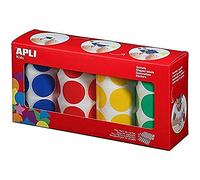 APLI Kids Gomets redondos 14769 Ø 33 mm pack de 4 rollos 2832 gomets amarillo azul rojo verde