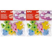 APLI Kids 15140 - Bolsa formas EVA adhesiva estampada formas flor, 40 uds (Paquete de 2)