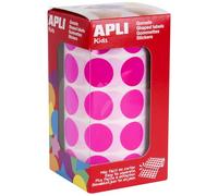 APLI Kids 16721 - Rollo gomets redondos Ø 20 mm fucsias, adhesivo permanente, 59 hojas precortadas (1770 gomets en total por rollo)