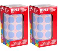 APLI Kids 16723 - Rollo gomets redondos Ø 20 mm azules claro, adhesivo permanente, 59 hojas precortadas (1770 gomets en total por rollo) (Paquete de 2)