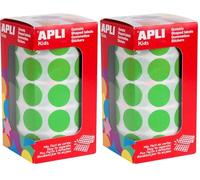 APLI Kids 16724- Rollo de Gomets Redondos, Verde Claro, 20,0 Mm (Paquete de 2)