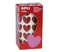 APLI Kids 16731 - Rollo gomets corazones 20 x 18 mm, Rojo