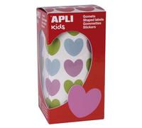 APLI Kids 16796-Rollo gomets corazones 20 x 18 mm colores surtidos