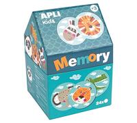 APLI Kids 16820 - Memory Casita Safari, Juego de Memoria de 24 Piezas | A partir de 3 años, 12 parejas de animales, Fichas de Ø 8 cm, Caja de cartón en forma de casita