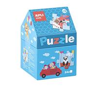 APLI Kids 16821 - Puzle Casita Safari, Puzle Infantil de 24 Piezas | A partir de 3 años, Piezas de 7 x 7 cm, Puzle montado 42 x 28 cm, Caja de cartón en forma de casita