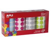 APLI Kids 17685 - Pack rollos de gomets redondos Ø 20 mm Azul claro/Fucsia/Gris/Verde claro 4 uds.