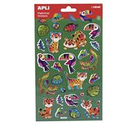 APLI Kids 18046-Pegatinas Infantiles con áreas Metalizadas Modelo Animales de la Selva. Incluye 1 Hoja con 26 Pegatinas de Adhesivo Permanente (18046)
