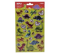 APLI Kids 18048-Pegatinas Infantiles con áreas Metalizadas Modelo Dinosaurios. Incluye 1 Hoja con 26 Pegatinas de Adhesivo Permanente (18048)