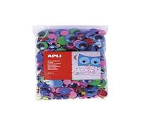 APLI Kids 18155- Bolsa ojos moviles adhesivos redondos colores surtidos MAX, 600 uds