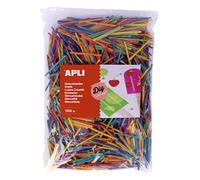 APLI Kids 18157 - Mini palitos de madera colores surtidos MAXI formato 1500 u, Madera Natural
