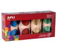 APLI Kids 18303 - Pack Gomets Redondos Metalizados XXL Diámetro 45 mm 4 Colores (Azul, Rojo, Amarillo y Verde Metalizados)