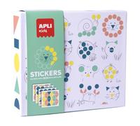 APLI Kids 18361 - Juego de Gomets Geométricos Animales, 8 Láminas | A partir de 3 años, Láminas de 200 g, Gomets removibles, Libro guía con ejemplos en color