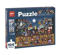 APLI Kids 18507 - Puzle de Observación Bosque, 104 Piezas | A partir de 5 años, Piezas de 5 x 5 cm, Puzle montado 64,5 x 41,5 cm, Póster guía, 3 fichas de búsqueda