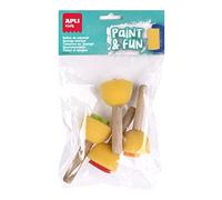 APLI Kids 18714 - Sellos infantiles de esponja para pintura con mango de madera - Formas surtidas, 4 u.