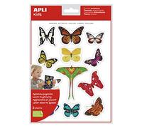 APLI Kids 18730 - Bolsa de gomets temáticos realistas con temática de Mariposas, adhesivo removible, 2 hojas, 12 gomets por hoja