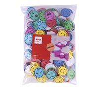APLI Kids 18752 - Caras de goma EVA adhesivas con expresiones para premiar conductas - 500 pegatinas de recompensa infantiles formato MAXI