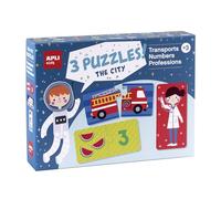 APLI Kids 18797 - Set de 3 puzles : Transportes, Profesiones y Números - 24 piezas por puzle tamaño 7 x 7 cm (72 piezas)