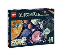 APLI Kids 18812 - Puzle Fluorescente Glow in The Dark - Modelo Sistema Solar - Efecto neón, Brilla en la Oscuridad - 104 Piezas tamaño 5 x 5 cm