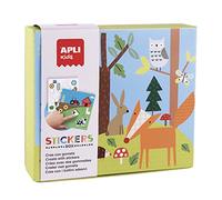 APLI Kids 18819 - Juego de Gomets Bosque, 8 Láminas para Completar | A partir de 3 años, Láminas de 200 g, Gomets removibles, Libro guía con ejemplos en color