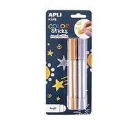 APLI Kids 18880 - Color Sticks Metalizados - Témperas sólidas para niños Color Oro y Plata, 2 u.