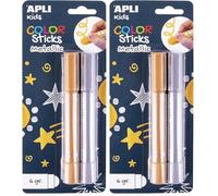 APLI Kids 18880 - Color Sticks Metalizados - Témperas sólidas para niños Color Oro y Plata, 2 u. (Paquete de 2)
